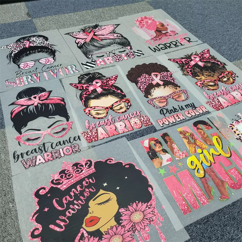 DTF Ready To Press Wholesale Custom Design Heat Press Stickers Transfer Heat Transfer Printing Stickers On T Shirt Fabric
