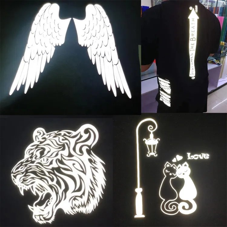 Silver iron on segmented reflective tape reflective heat transfer trims for clothing reflective Heat transfer