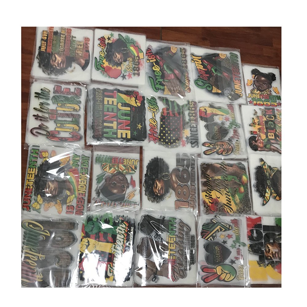 Custom Wholesale Best Sale Low MOQ Juneteenth Heat Transfer DTF Print Transfer Printing For T-shirt In stock