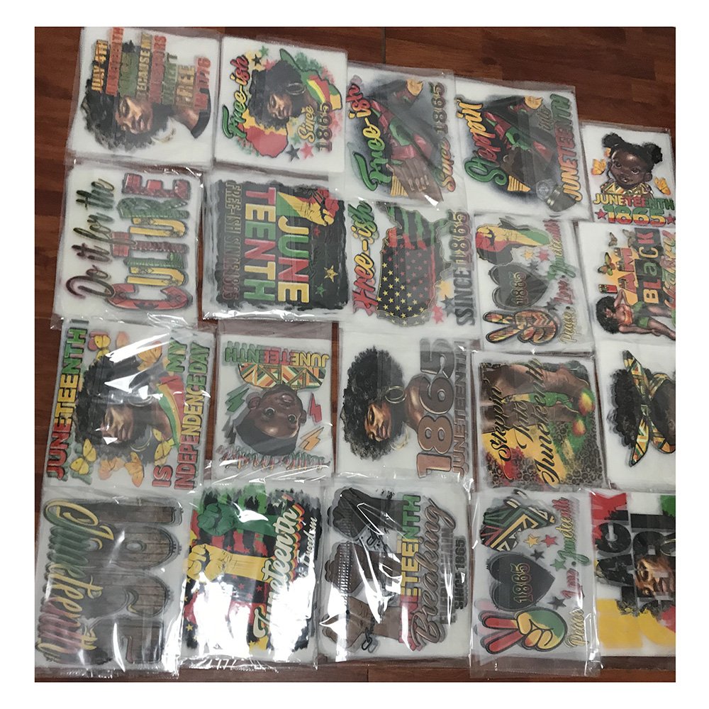 Custom Wholesale Best Sale Low MOQ Juneteenth Heat Transfer DTF Print Transfer Printing For T-shirt In stock