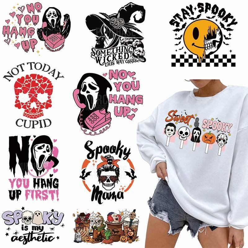 Custom dtf transfers Anime Halloween Iron On Clothing Patches Print Transfers Printed Dtf Screen Heat Transfer Logo For Clothing