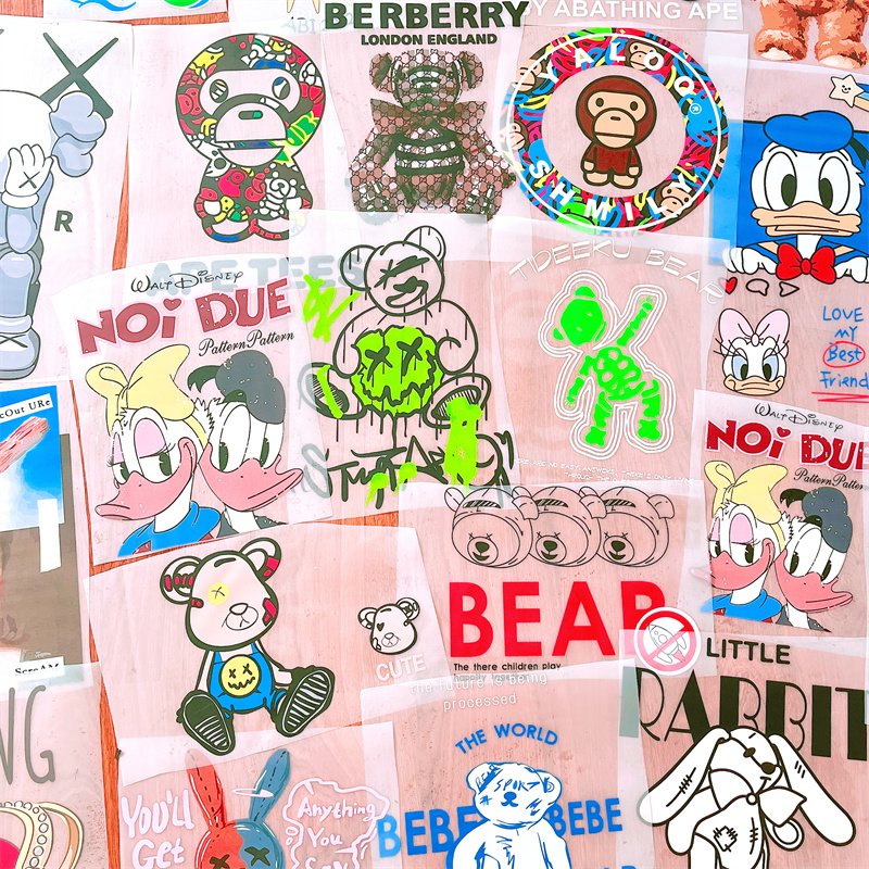 Custom DTF High Street Designs Iron on Sticker Transfer Printing Fabric Plastisol 3D Heat Transfers for T-Shirt Clothing
