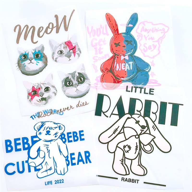 Custom DTF High Street Designs Iron on Sticker Transfer Printing Fabric Plastisol 3D Heat Transfers for T-Shirt Clothing