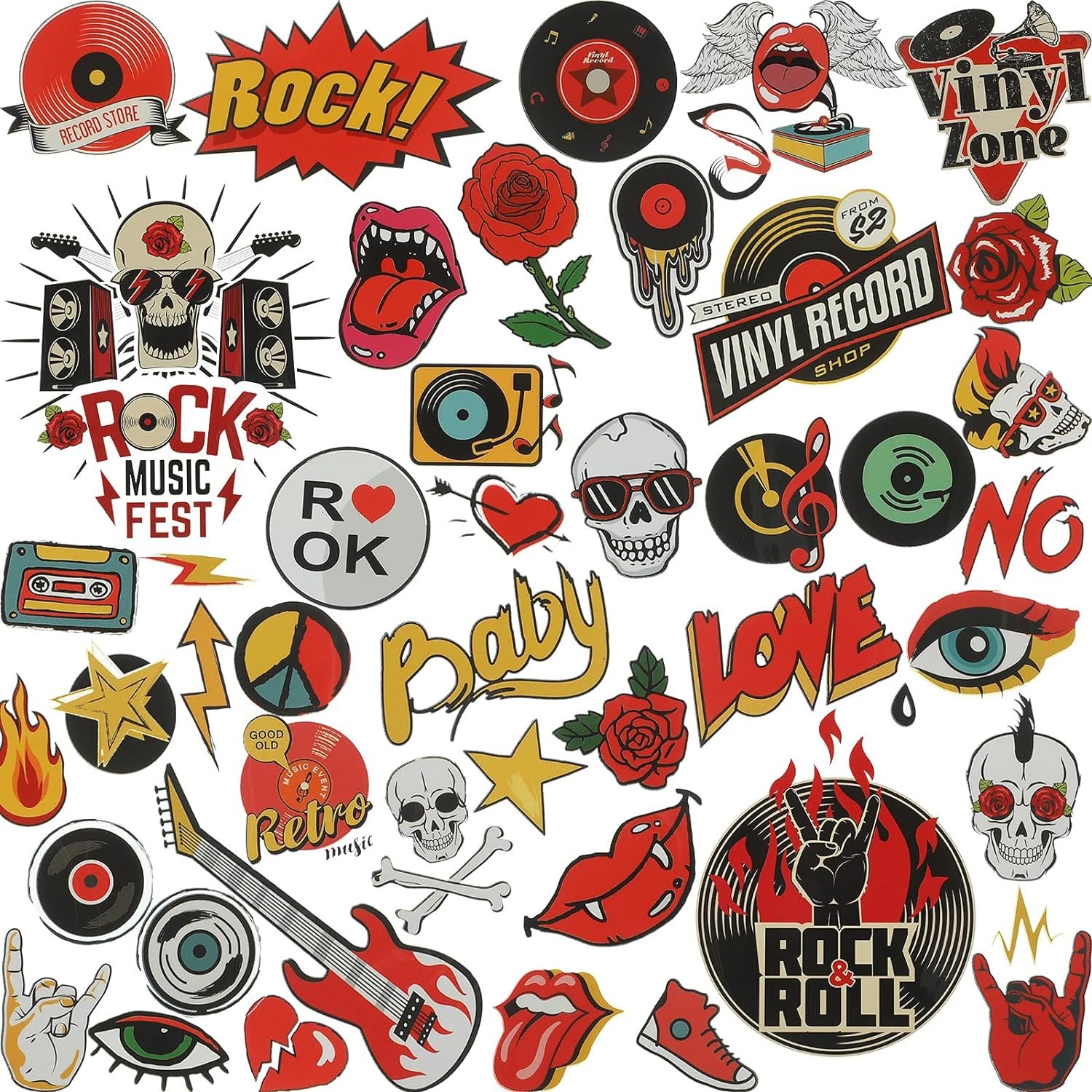 Rock and Roll Music Heat Transfer Sticker Rock Punk Band Patch Set Punk Iron-on Patches Jackets Hat Clothing Bags Decoration