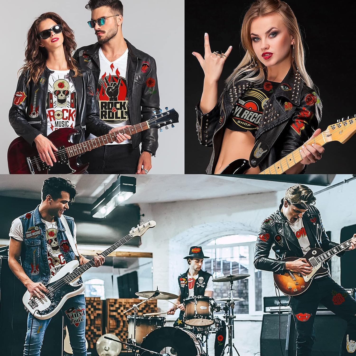 Rock and Roll Music Heat Transfer Sticker Rock Punk Band Patch Set Punk Iron-on Patches Jackets Hat Clothing Bags Decoration