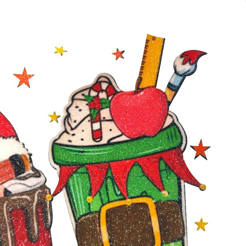EYD Tiny Merry Christmas Patch Iron On Hat Socks Cup Chenille Embroidery Custom Patch 3d Silicone Heat Transfer Printing