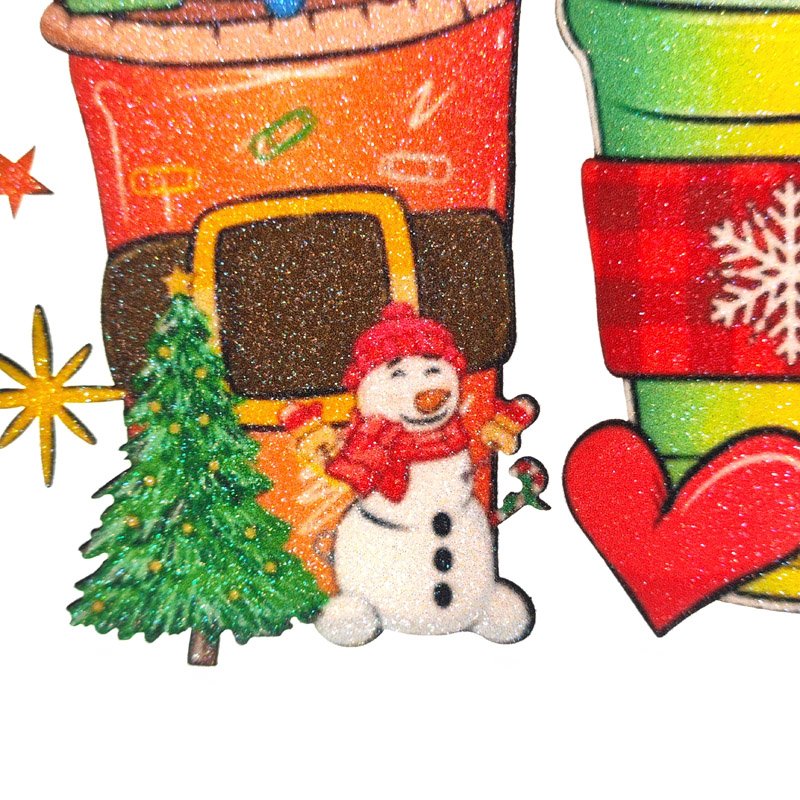 EYD Tiny Merry Christmas Patch Iron On Hat Socks Cup Chenille Embroidery Custom Patch 3d Silicone Heat Transfer Printing