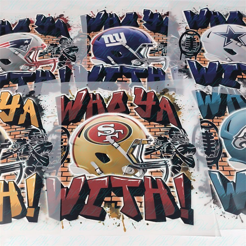 Custom Dtf Heat Transfer Designs Ready to Press NFL team stickers Film Iron On Sticker Heat Transfer Prints On Garments