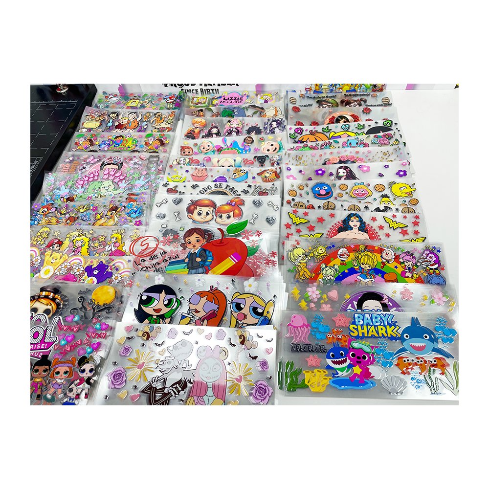 Double-sided view uv dtf cup packaging sticker decal custom cup packaging label design UV DTF cup packaging transfer