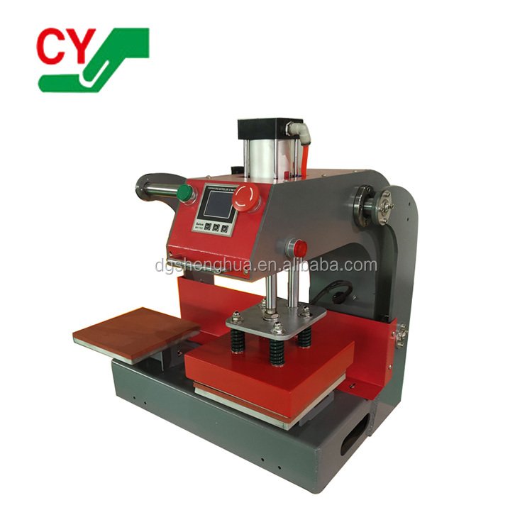 Twin station lanyard hot transfer cloth printing equipment good price label pneumatic mini heat press machine for logo stamping