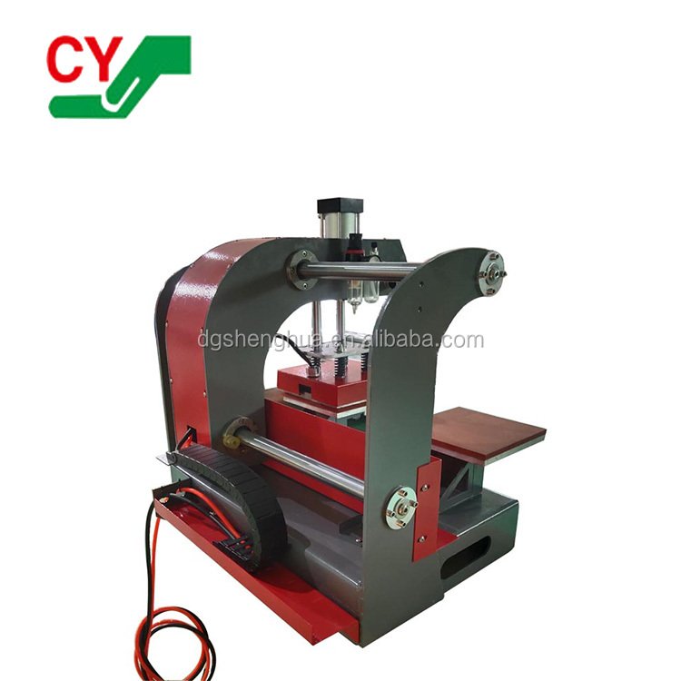 Twin station lanyard hot transfer cloth printing equipment good price label pneumatic mini heat press machine for logo stamping
