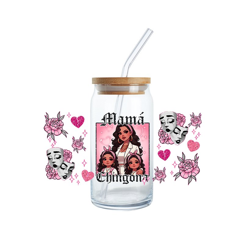 custom mothers day uv dtf cup wraps chicana chicano mama chingona cholo style stickers transfers print for glass cups