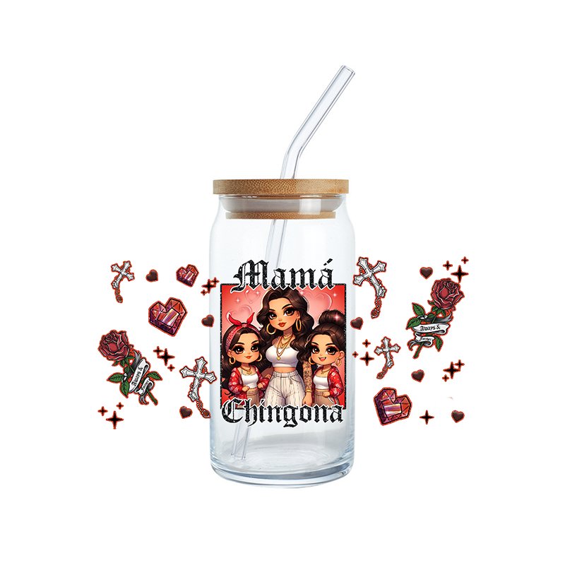 custom mothers day uv dtf cup wraps chicana chicano mama chingona cholo style stickers transfers print for glass cups