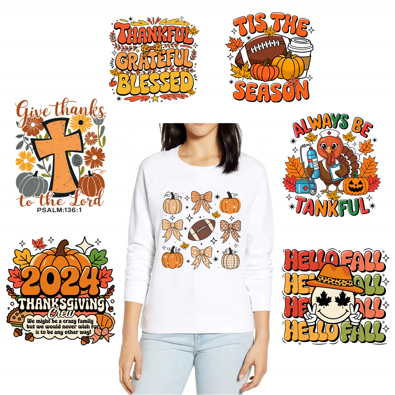Factory custom wholesale new iron on transfers heat press stickers transfer printing fall dtf transfers for clothes