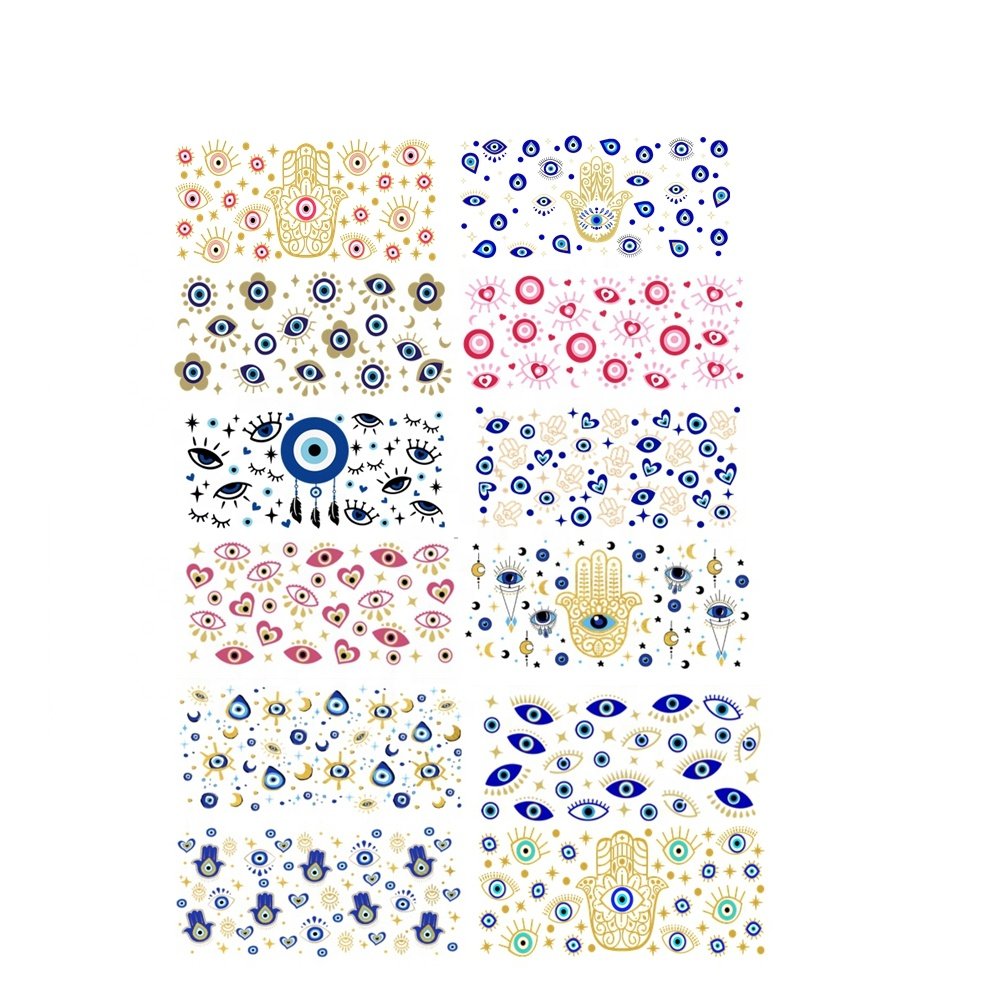 90+ Styles Custom Waterproof Evil Eye 3D UV DTF Cup Wrap Transfers Stickers 16Oz Glass Tumbler Cup Wraps Stickers