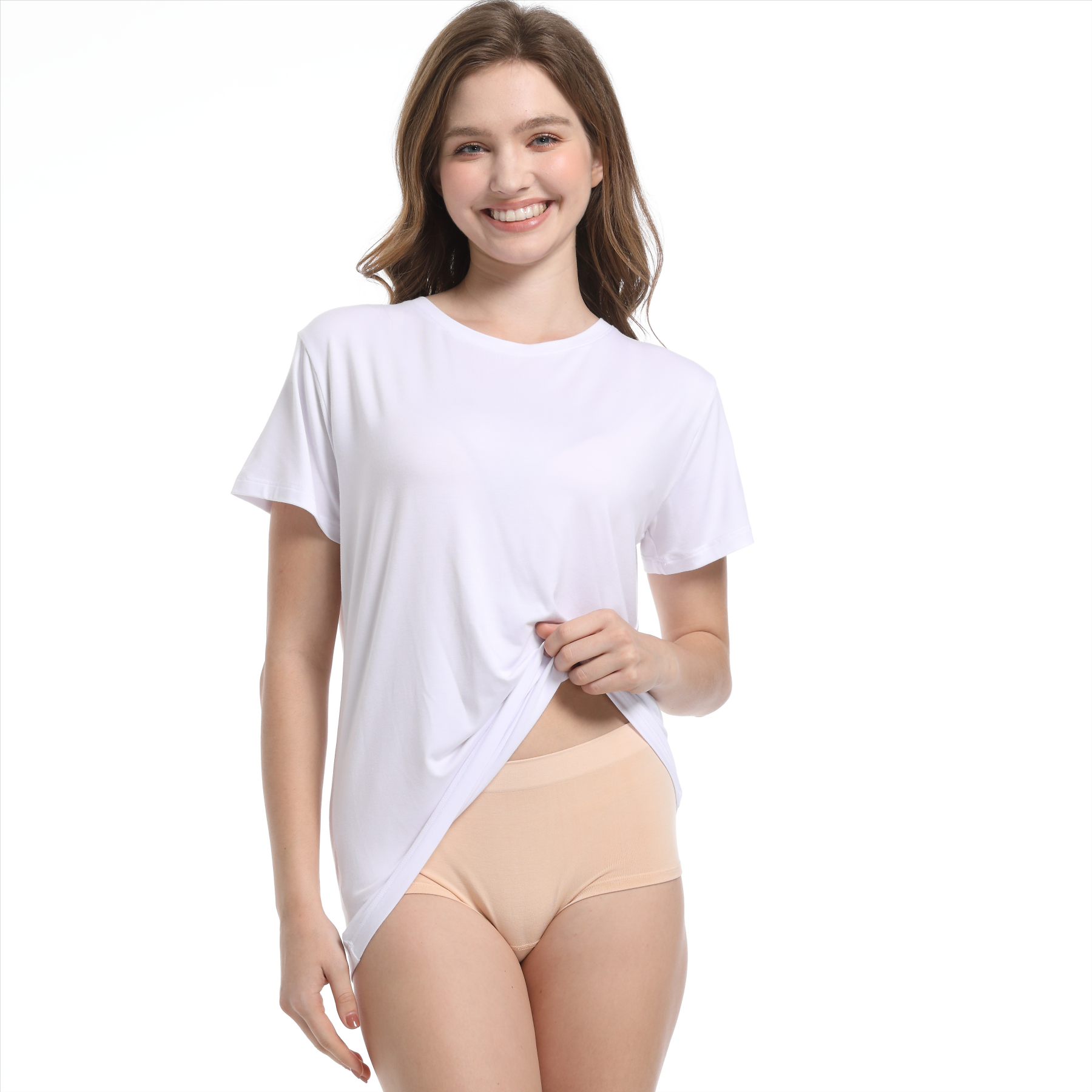 BAMBOO | In-stock Wholesales Round Neck Short Sleeves Tops Bamboo Plain T-Shirt Woman Clothing Femme T Shirt for Women Casual