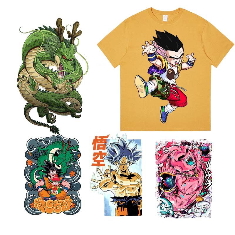 Factory Wholesale Custom Dtf Transfer DRAGON BALL Design Sticker heat Transfer Printed Label Logo Custom T-Shirt
