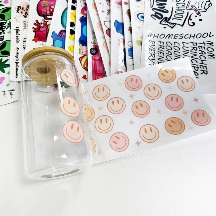 16oz Ready To Popular 3D UV DTF Cup Wrap Transfers Labels Wholesale Sticker For Glass Cups