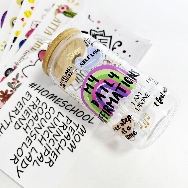 16oz Ready To Popular 3D UV DTF Cup Wrap Transfers Labels Wholesale Sticker For Glass Cups