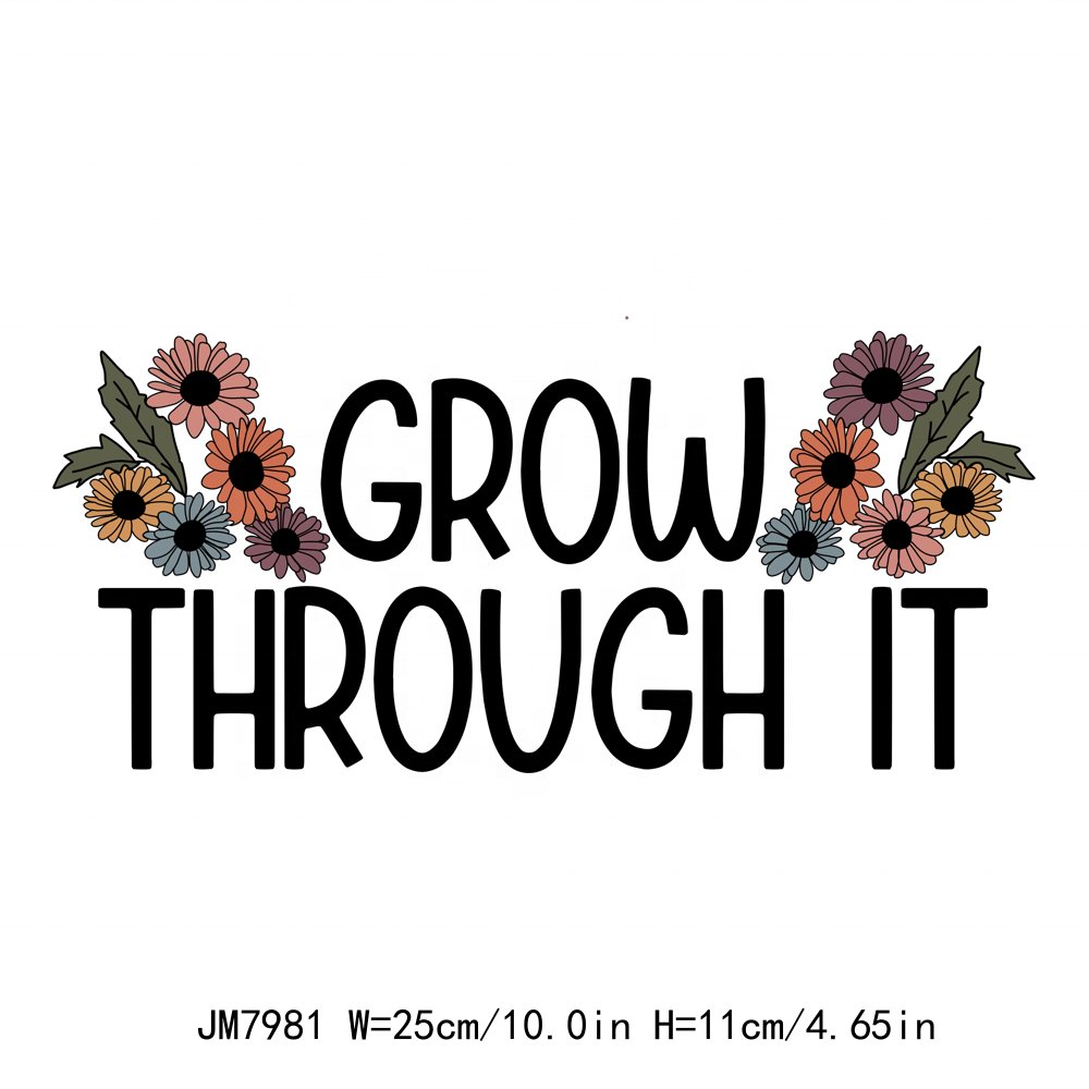 Wholesale Custom Mental Health Sticker Flower Logo Design DIY DTF Plastisol Iron On Decals Heat Transfer Printing For T- Shirts