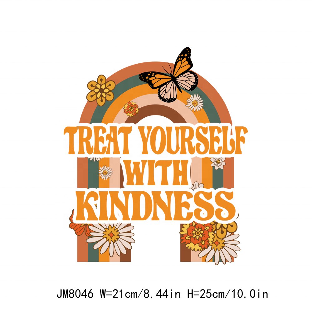 Wholesale Custom Mental Health Sticker Flower Logo Design DIY DTF Plastisol Iron On Decals Heat Transfer Printing For T- Shirts