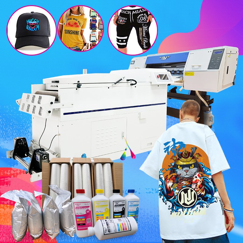 Hot sale audley 70cm i3200 dtf printer and auto shake powder machine dtf oven for dtf transfer printing in China price