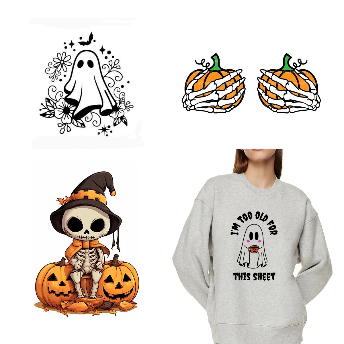 Halloween Heat Transfer Printing Easy-to-Press DTF Stickers for Screen Printing for T-Shirts Tumblers Garments
