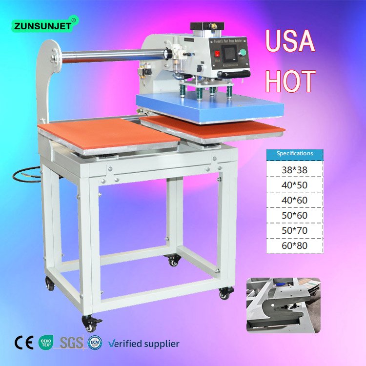 Multi function 40x60 16x20 dual pneumatic double station heat press machine