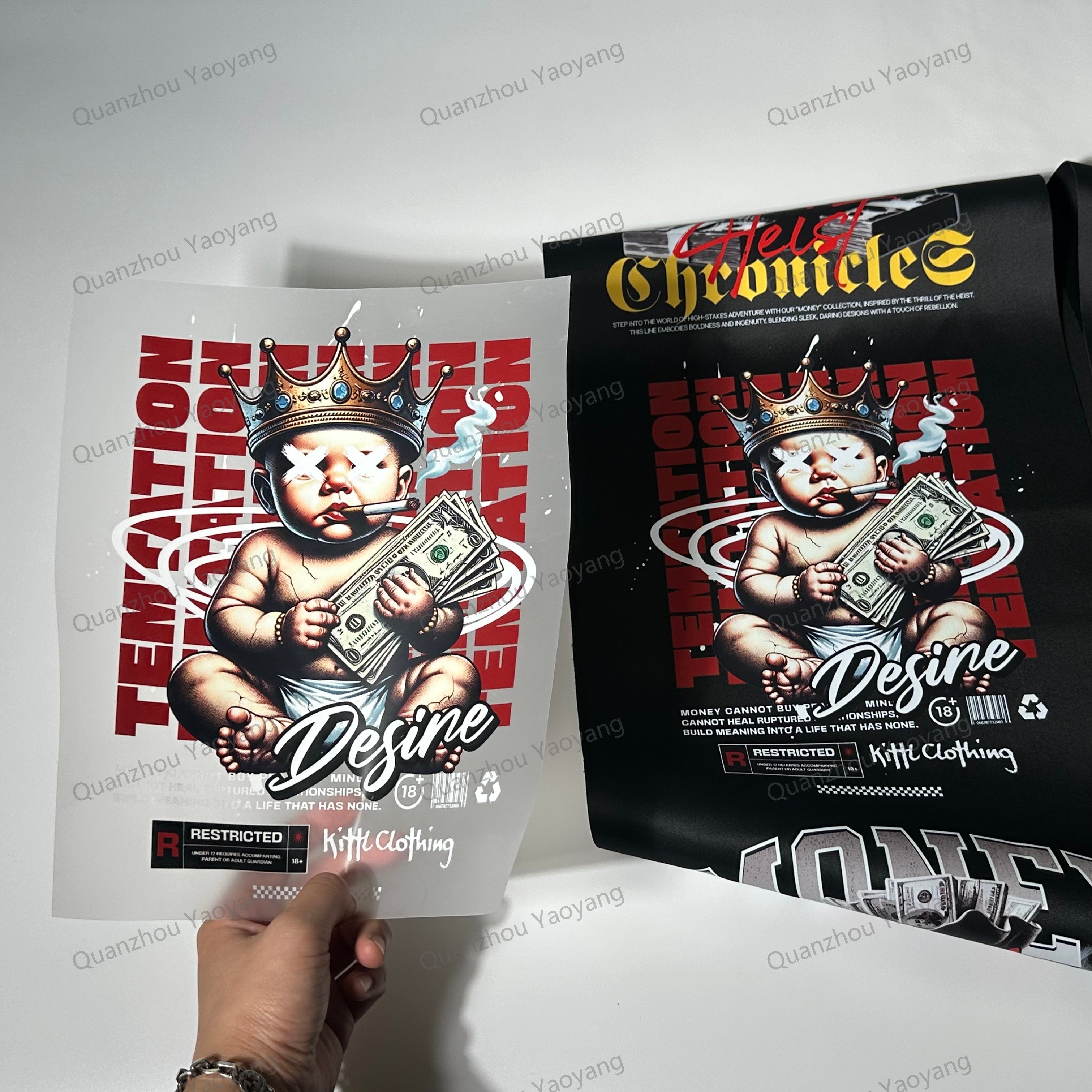 Wholesale Hot Peel Instant Peel DTF Film for Printing T-shirt Plastisol Heat Transfer Printing alpha kappa alpha dtf transfer