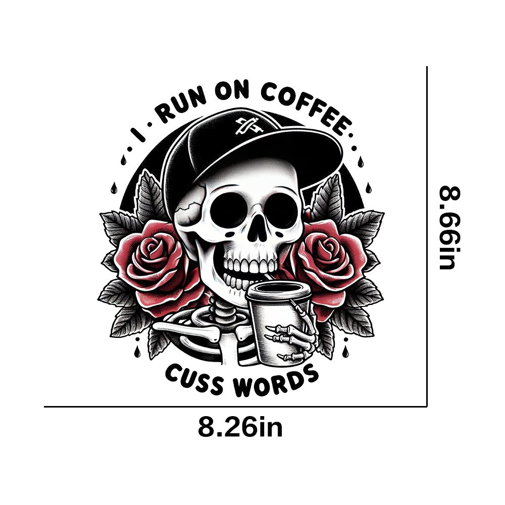 2024 fashion skull design heat press transfer sticker, iron on skull printing sticker heat transfer print for t-shirt
