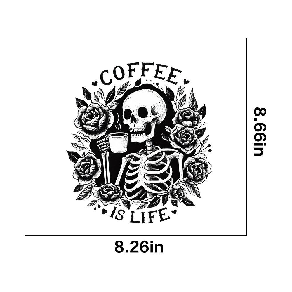 2024 fashion skull design heat press transfer sticker, iron on skull printing sticker heat transfer print for t-shirt
