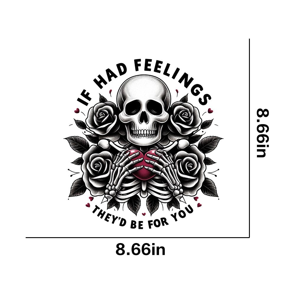 2024 fashion skull design heat press transfer sticker, iron on skull printing sticker heat transfer print for t-shirt