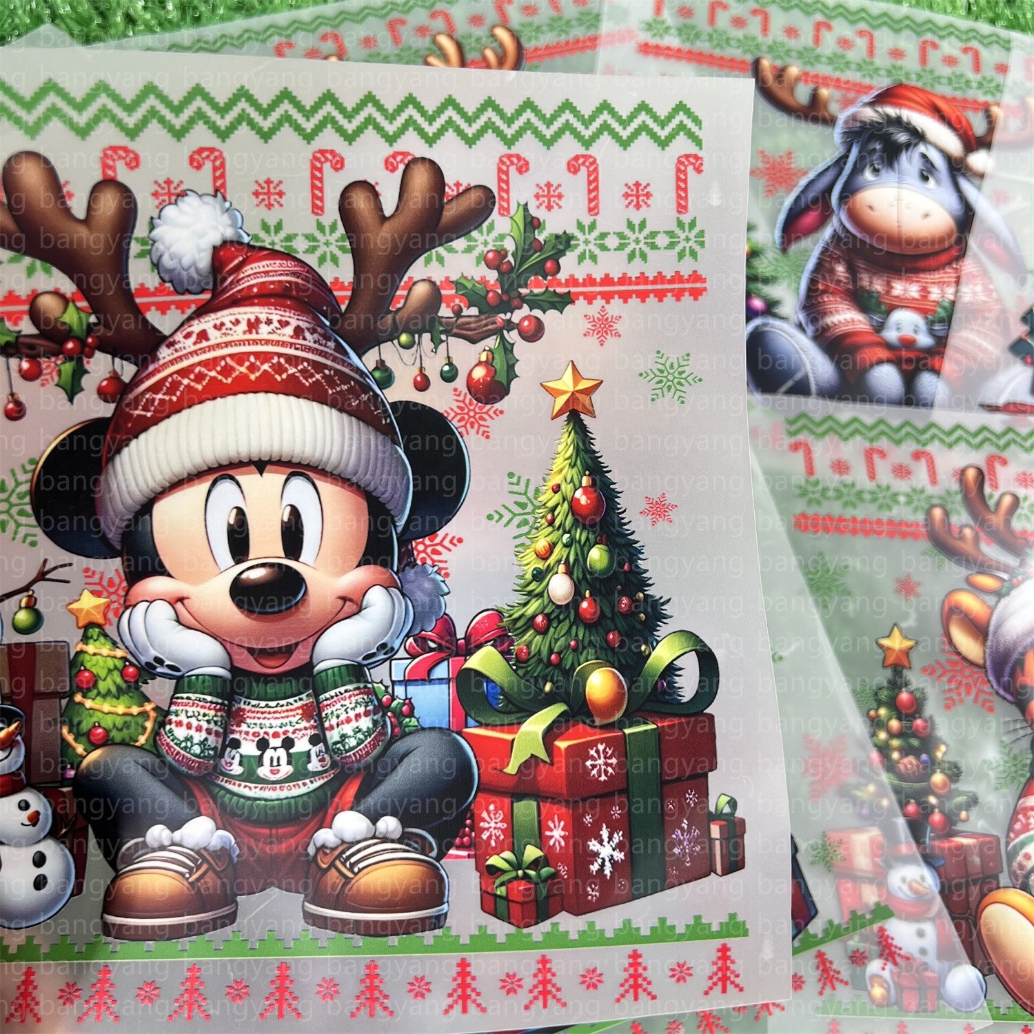 High quality heat transfer sticker transfer printing Christmas design custom transfers dtf stickers for t-shirts