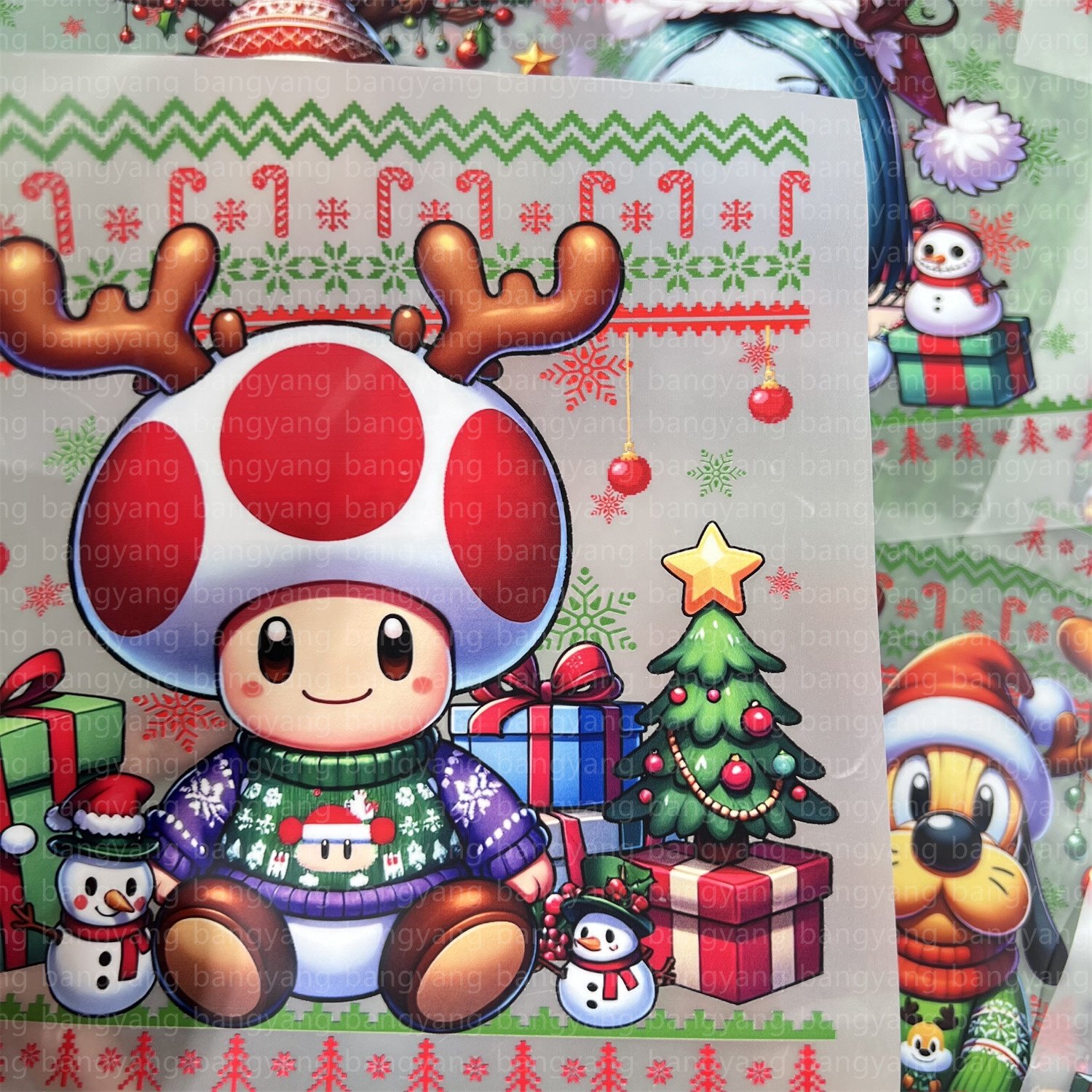 High quality heat transfer sticker transfer printing Christmas design custom transfers dtf stickers for t-shirts