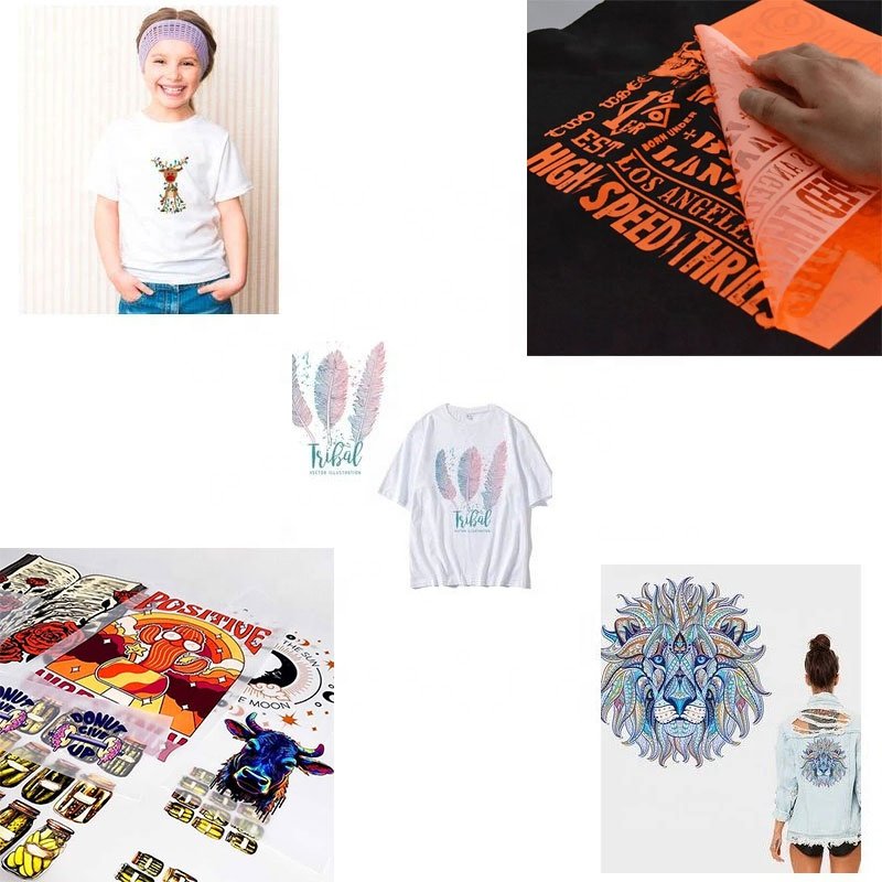 cheap Custom Dtf Vinyl Transfer Printing Garment Labels Off-set printing stickers Plastisol Heat Transfer Designs For T Shirts