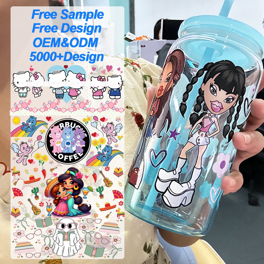 Big Factory Good Price Wholesale Fashion Waterproof 3D Transfer Stickers Logo UV DTF Cup Wrap Transfers Fall Label