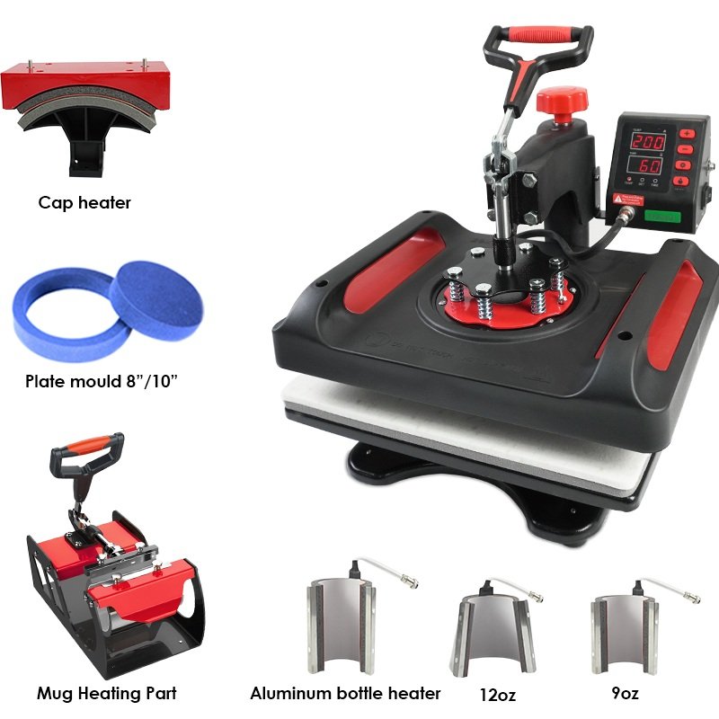 Freesub New Arrivals 5 In 1 Tshirt Printing Machine T-shirt Heat Press Machines For T Shirt Mug Cap Plate