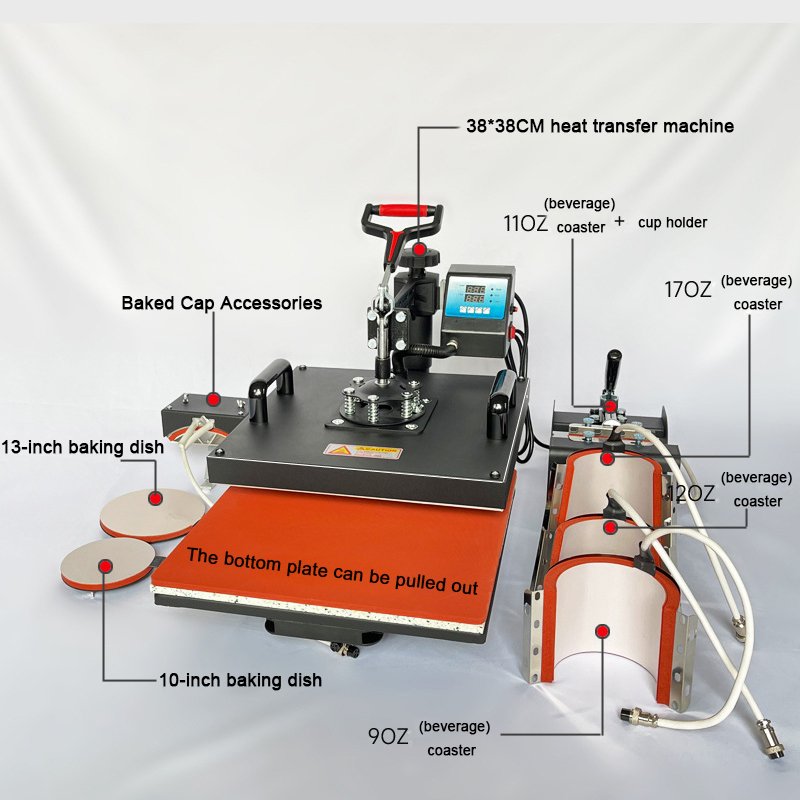 Advanced New 8 In 1 Combo Heat Transfer Machine Sublimation Heat Press Machine For t shirt heat press machine