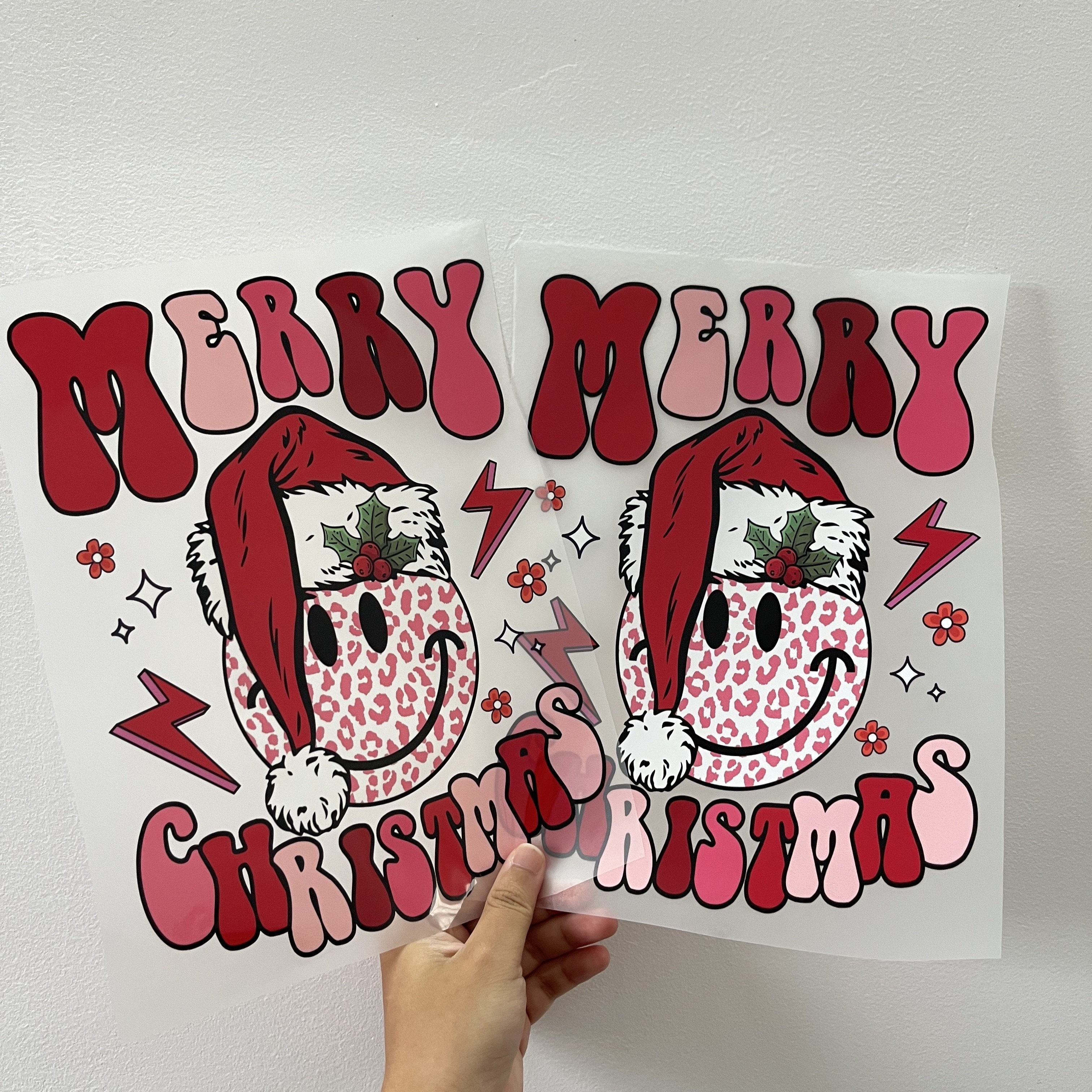 Wholesale custom heat transfer printing custom heat transfer logo iron on transfer heat press sticker for clothes Christmas