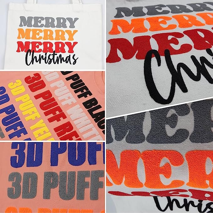 Metallic 3D Heat Transfers for Eye-catching T-shirts and Bags Puff Heat Transfer Vinyl Garment Labels Printed Sustainable