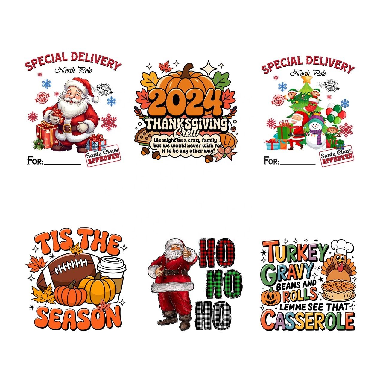 Factory wholesale plastisol customized Christmas waterproof transfer printing vinyl custom DTF heat transfer for t-shirt