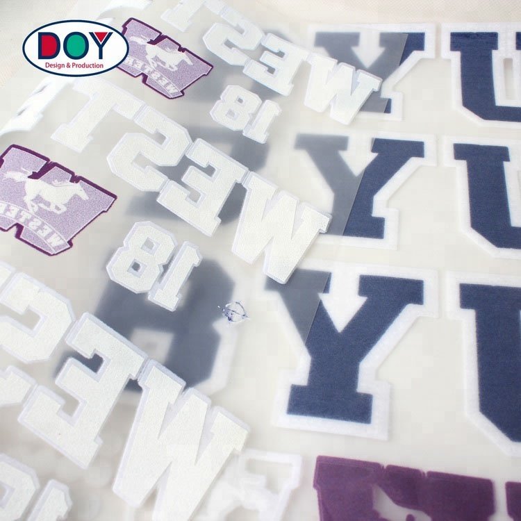 Wholesale New Design High Quality Custom Brand Letter Name Logo Flock Sheets Heat Transfer Printing
