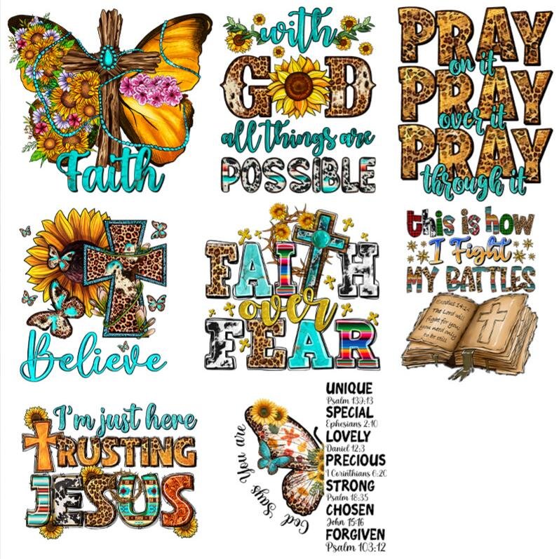 Christian God screen print transfers t shirts custom printing heat transfer sticker