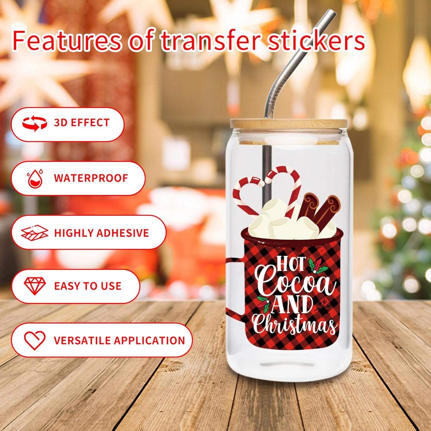 UV Cup Wrap Christmas Gnome UV DTF Decals UVDTF Transfer Stickers Waterproof UV DTF Wraps for 16 oz Glass Cups