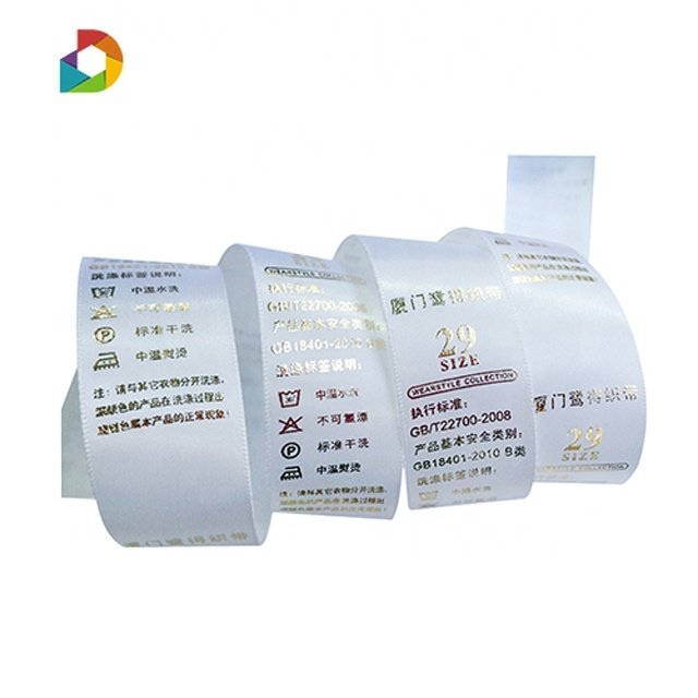 Transfer Printing Custom Labels Cotton Garment Warning Label Garment & Processing Accessories for Clothing Brand Satin Cloth