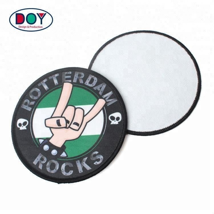 Heat Transfer Printing Merrow Border Custom Cartoon Logo Garment Dye Sublimation Patches for Hat