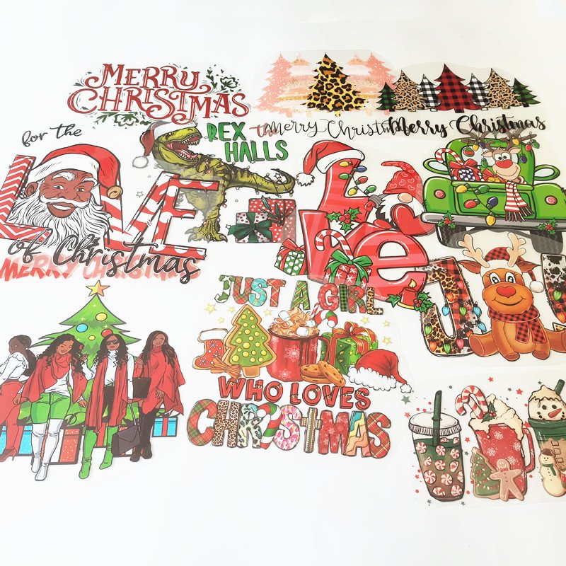 100+ Christmas Day Custom Heat Transfer Vinyl Iron On Screen Transfer Sticker Ready To Press DTF Heat Transfer For Shirts