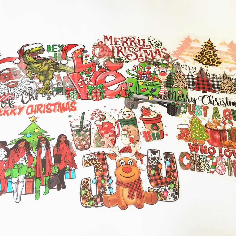 100+ Christmas Day Custom Heat Transfer Vinyl Iron On Screen Transfer Sticker Ready To Press DTF Heat Transfer For Shirts