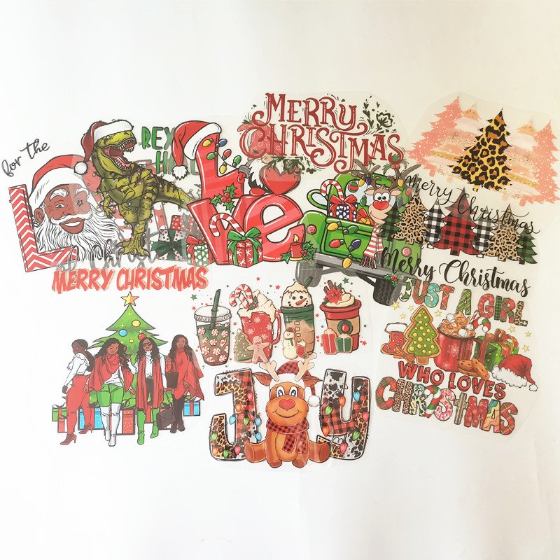 100+ Christmas Day Custom Heat Transfer Vinyl Iron On Screen Transfer Sticker Ready To Press DTF Heat Transfer For Shirts