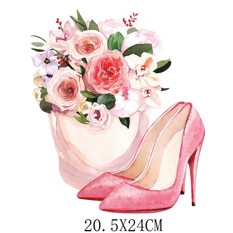 Factory Direct Iron Sticker Logo Design High heel heat transfers flower designers vinyl